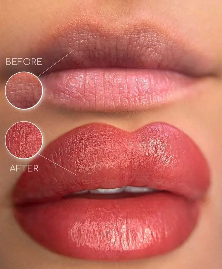 comparison of lips before after lips blushing
