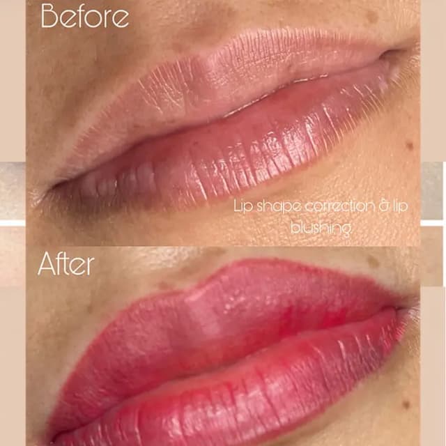 Before and after lip blushing